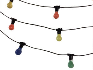 Festoon Lights with coloured filament bulbs