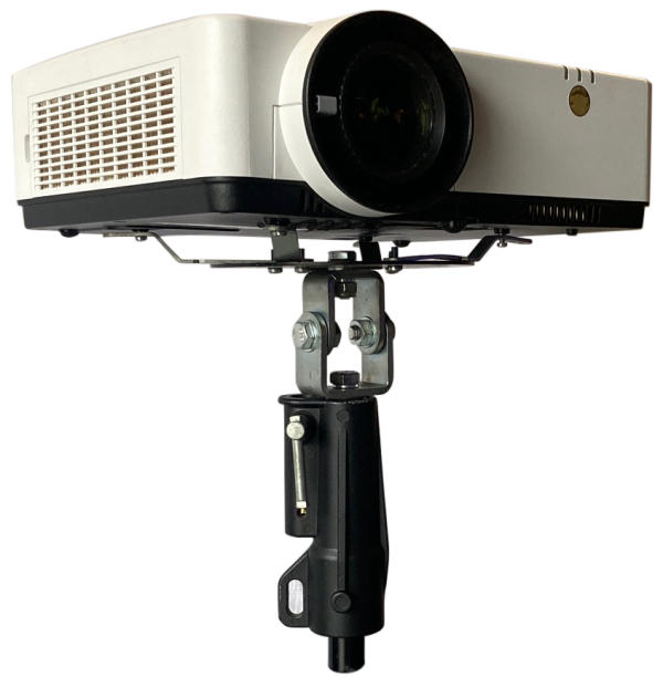 Projector mount shown fitted to a lighting stand