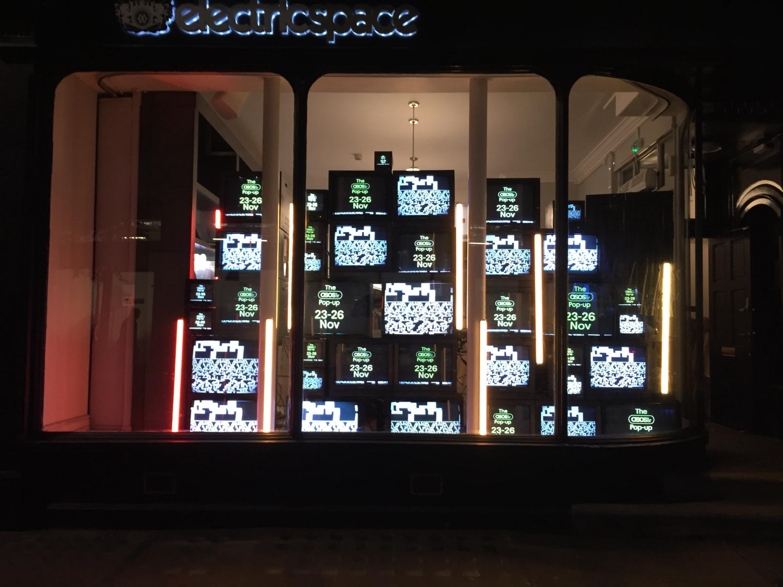 TV monitors in shop window for ASOS